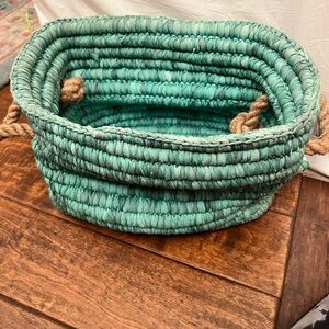 Woven Teal Basket with Handles